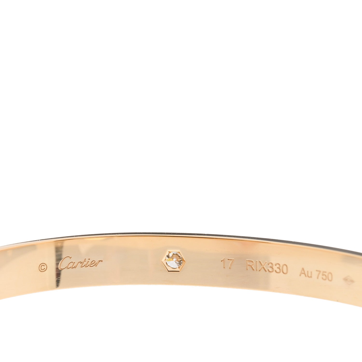 Cartier 18K Yellow Gold 4 Diamond LOVE Bracelet 17 3 of 3