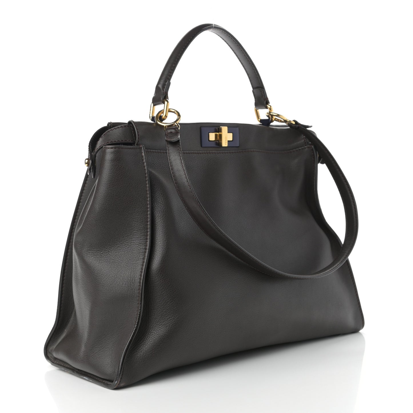Vitello Dolce Marmol Large Peekaboo Iconic Satchel Ebano Blu Scuro