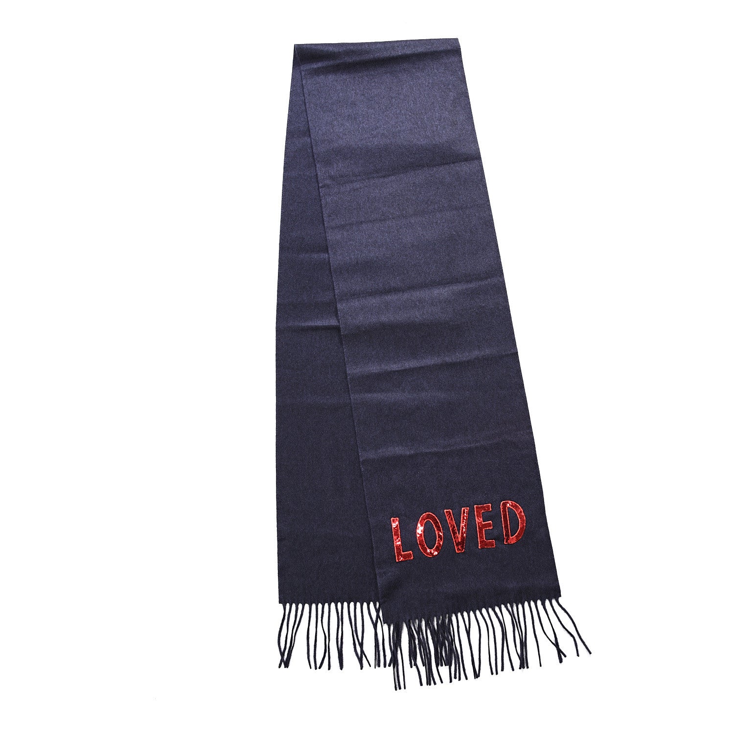 Gucci Silk Cashmere Sequins Lovesh Scarf Midnight Blue 2 of 4