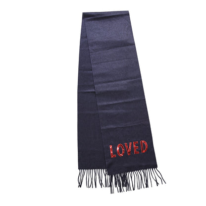 Gucci Silk Cashmere Sequins Lovesh Scarf Midnight Blue 2 of 4