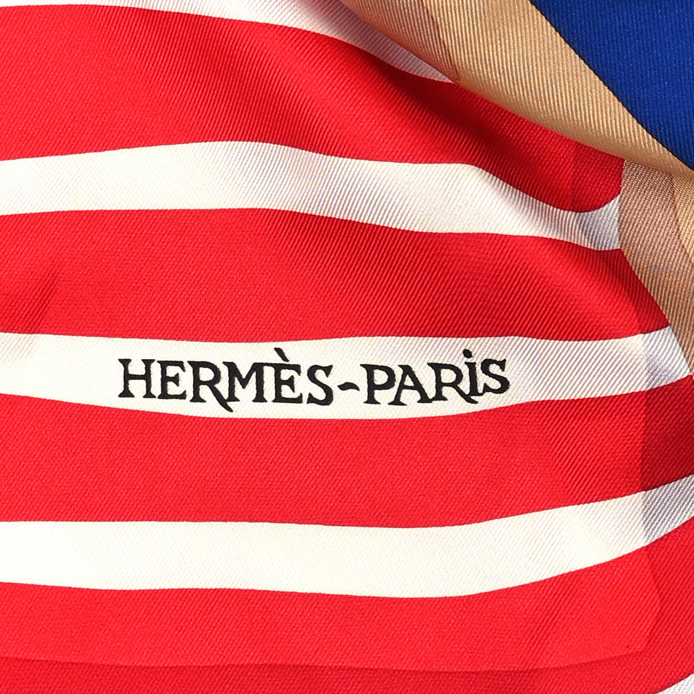 Hermes Silk Charmes Des Plages Normandes Rectangle Stole Bleu Azur Vert Rouge 3 of 5