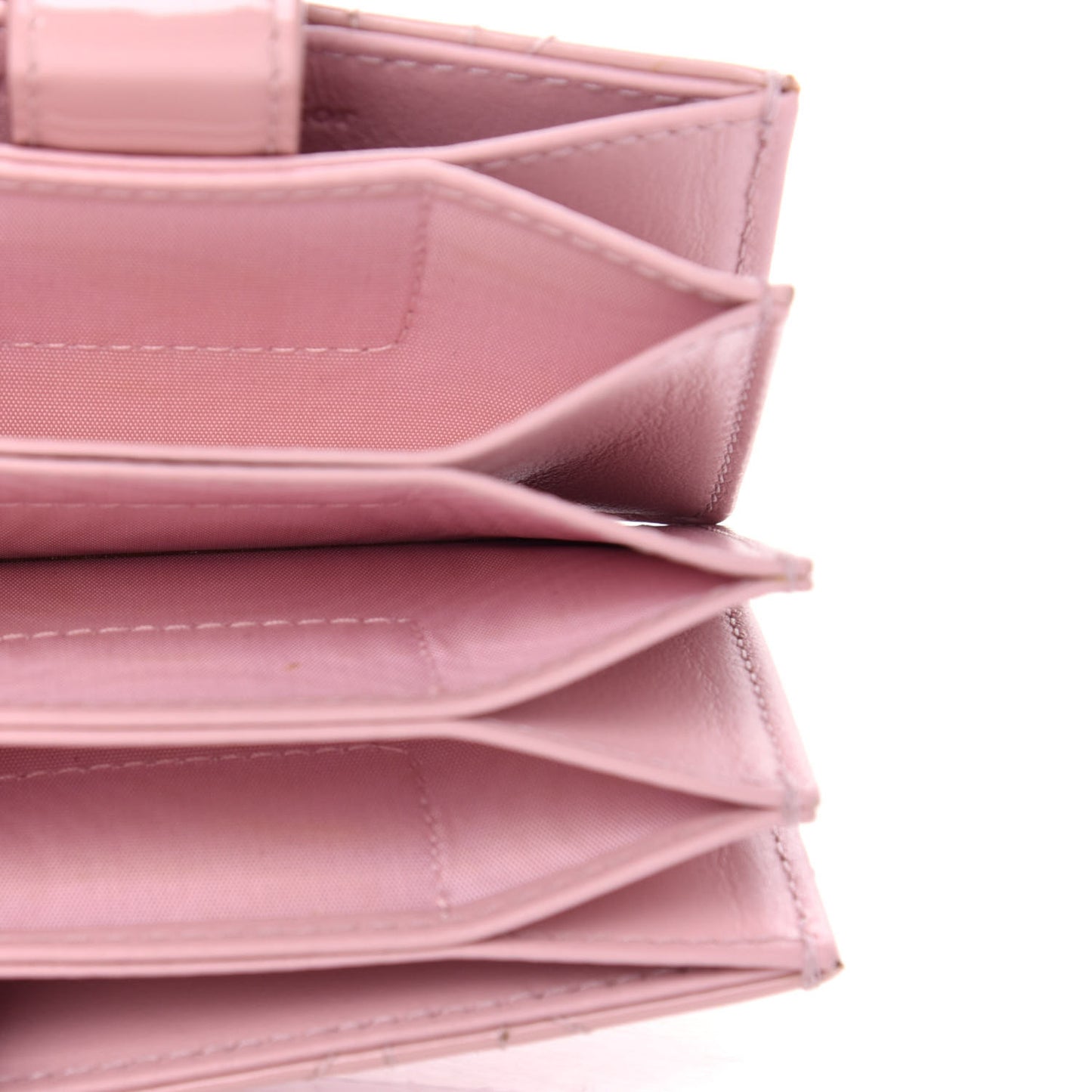 Patent Cannage Lady Dior 5-Gusset Card Holder Rose Clair
