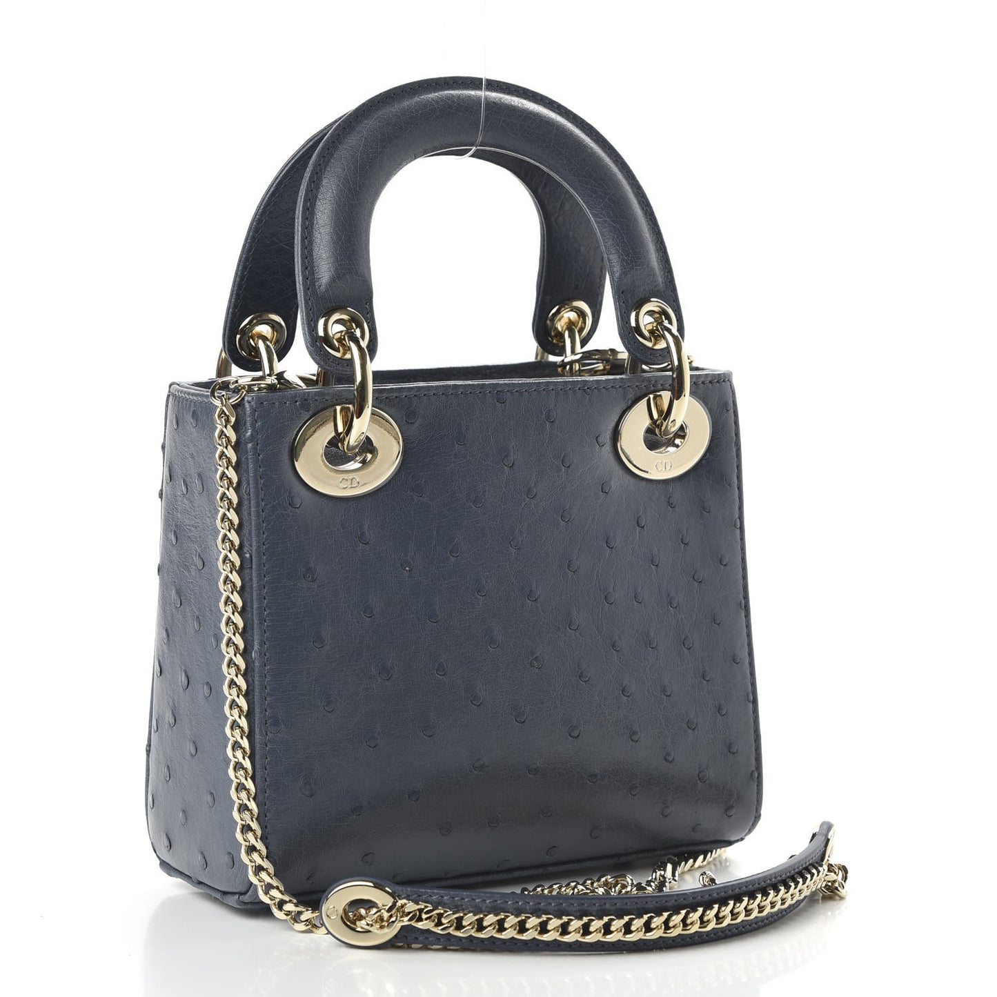 Ostrich Mini Lady Dior Dark Grey