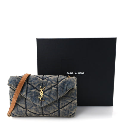 Saint Laurent Denim Quilted Toy Loulou Puffer Monogram Chain Satchel Blue Cinnamon 11 of 11