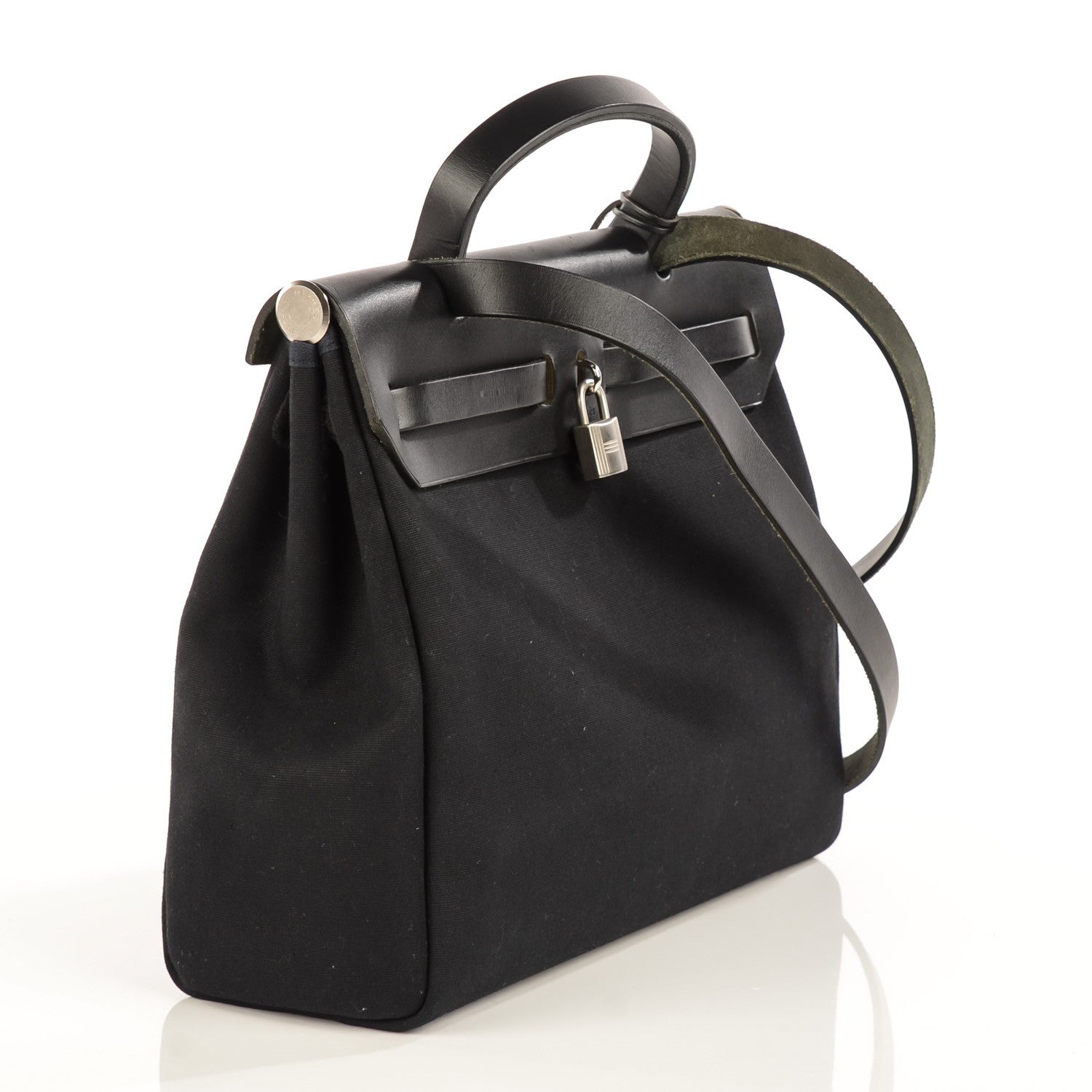 Hermes Vache Calfskin Toile Herbag 30 PM Black 6 of 12