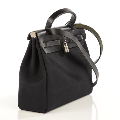Hermes Vache Calfskin Toile Herbag 30 PM Black 6 of 12