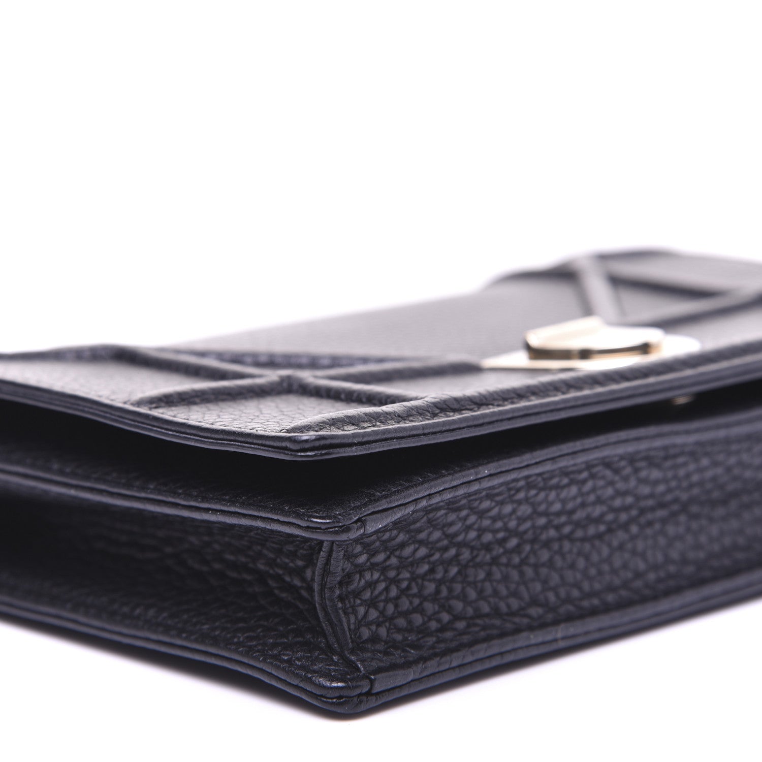 Christian Dior Grained Calfskin Diorama Wallet on Chain Pouch Black 6 of 14
