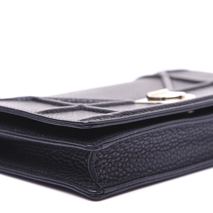 Christian Dior Grained Calfskin Diorama Wallet on Chain Pouch Black 6 of 14