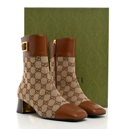 Gucci Monogram Cordovan Lux GG Ankle Boots 39 Beige Cuir 9 of 9