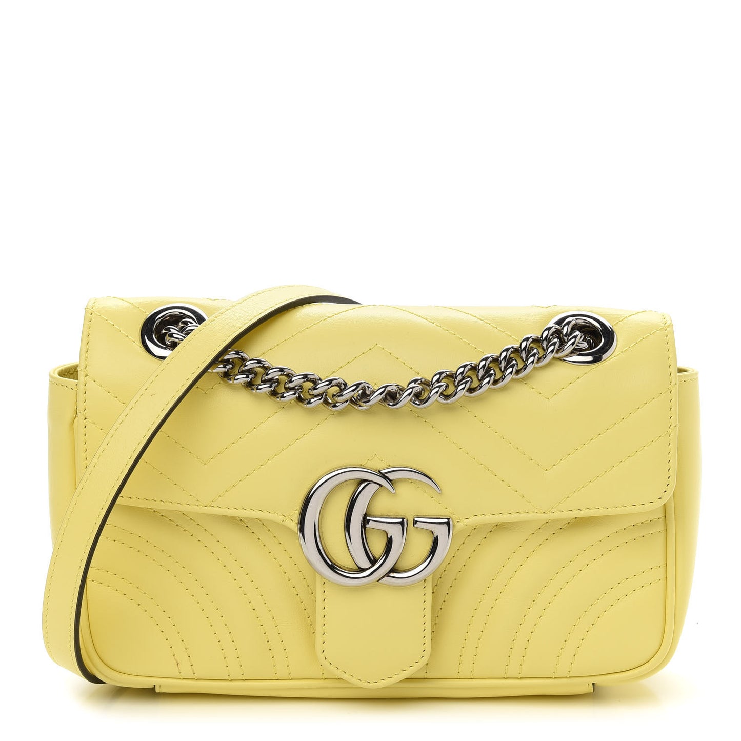 Calfskin Matelasse Mini GG Marmont Shoulder Bag Banana