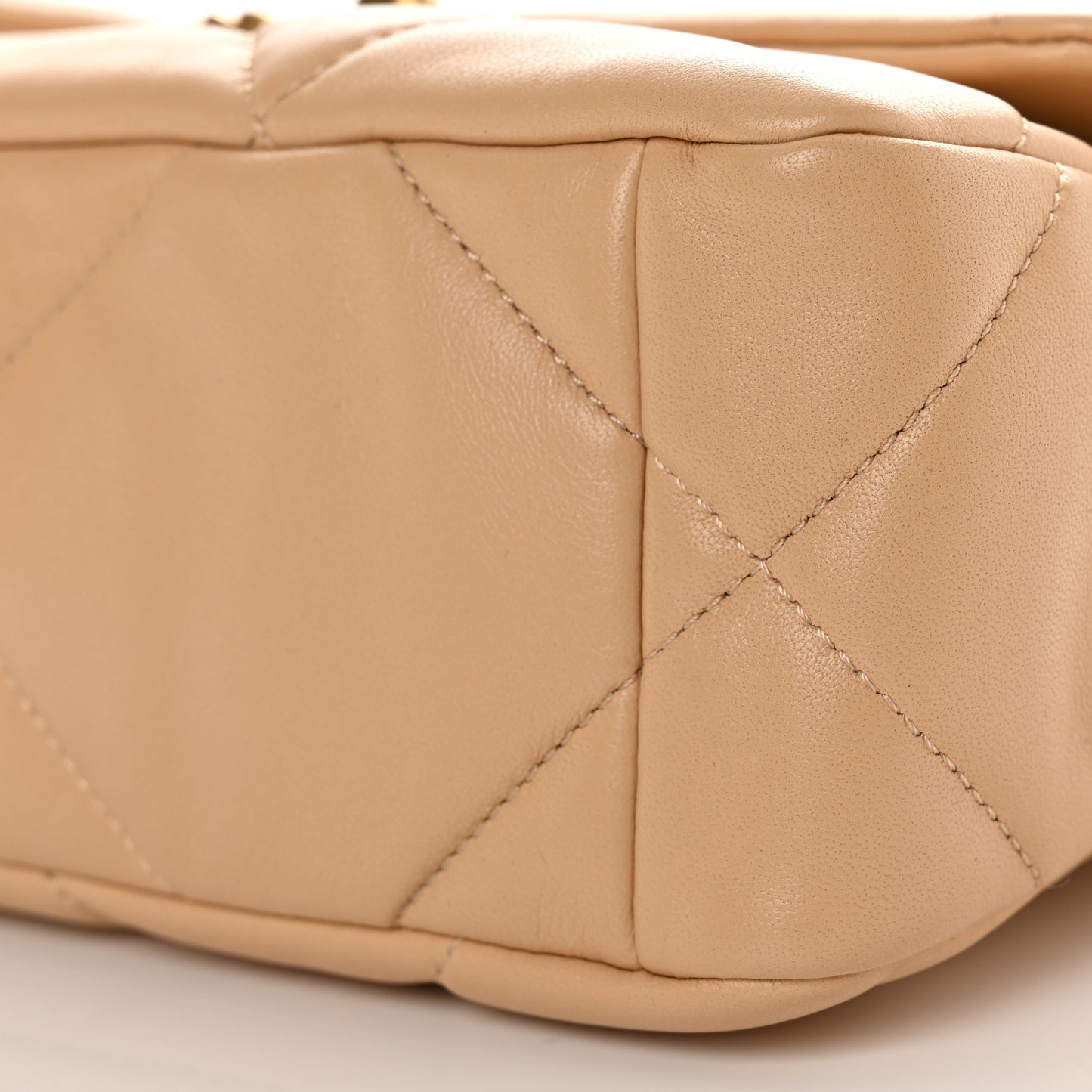 Lambskin Quilted Medium Chanel 19 Flap Beige