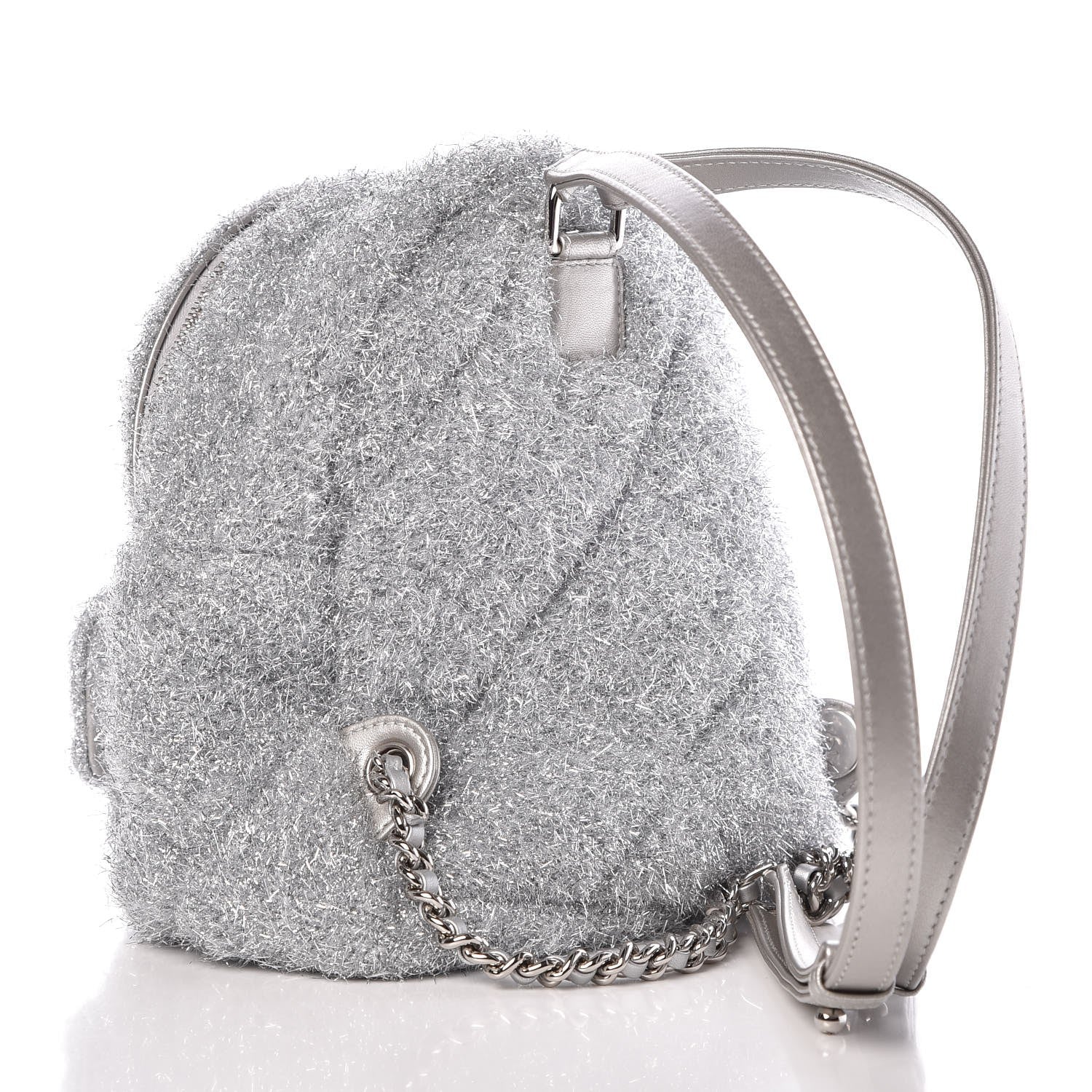 Chanel Lurex Knit Mini Pluto Glitter Backpack Grey 3 of 7