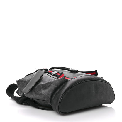 Gucci Soft GG Supreme Monogram Calfskin Web Double Buckle Backpack Black 3 of 9