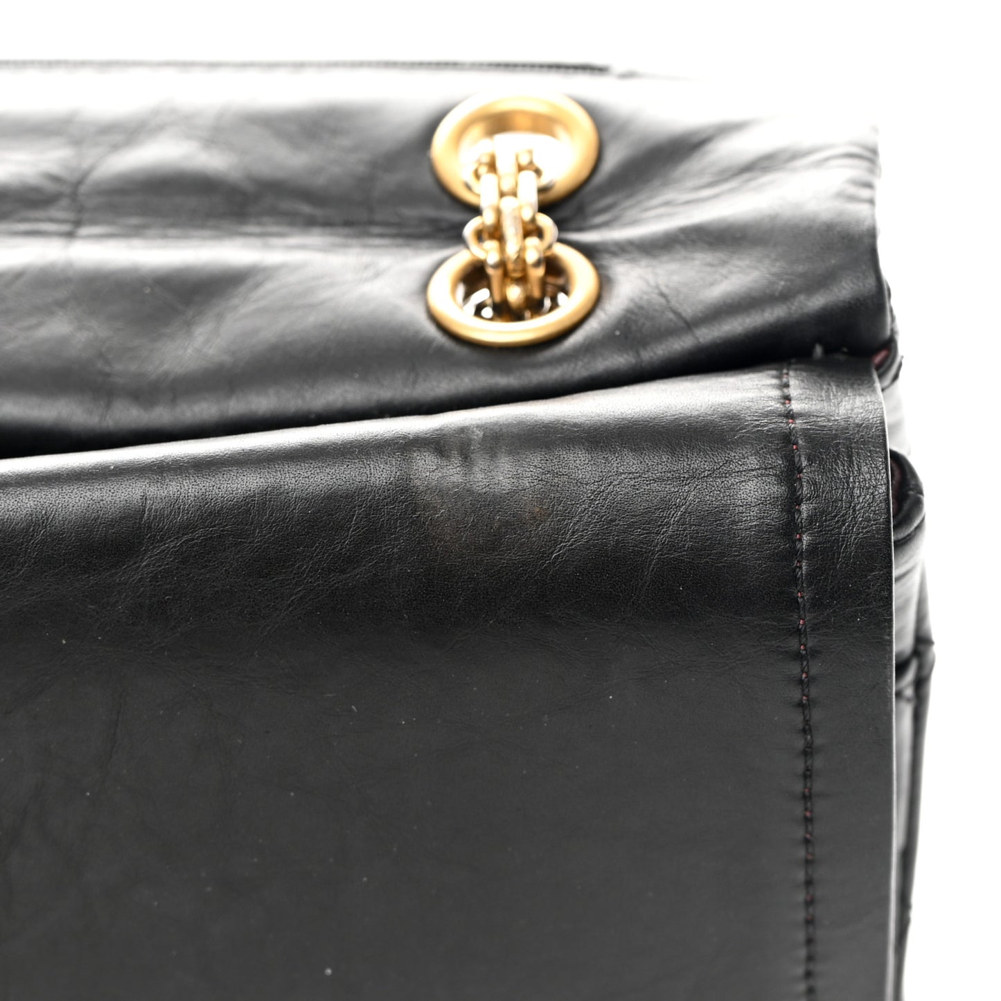 Aged Calfskin Quilted 2.55 Reissue 227 Flap Black