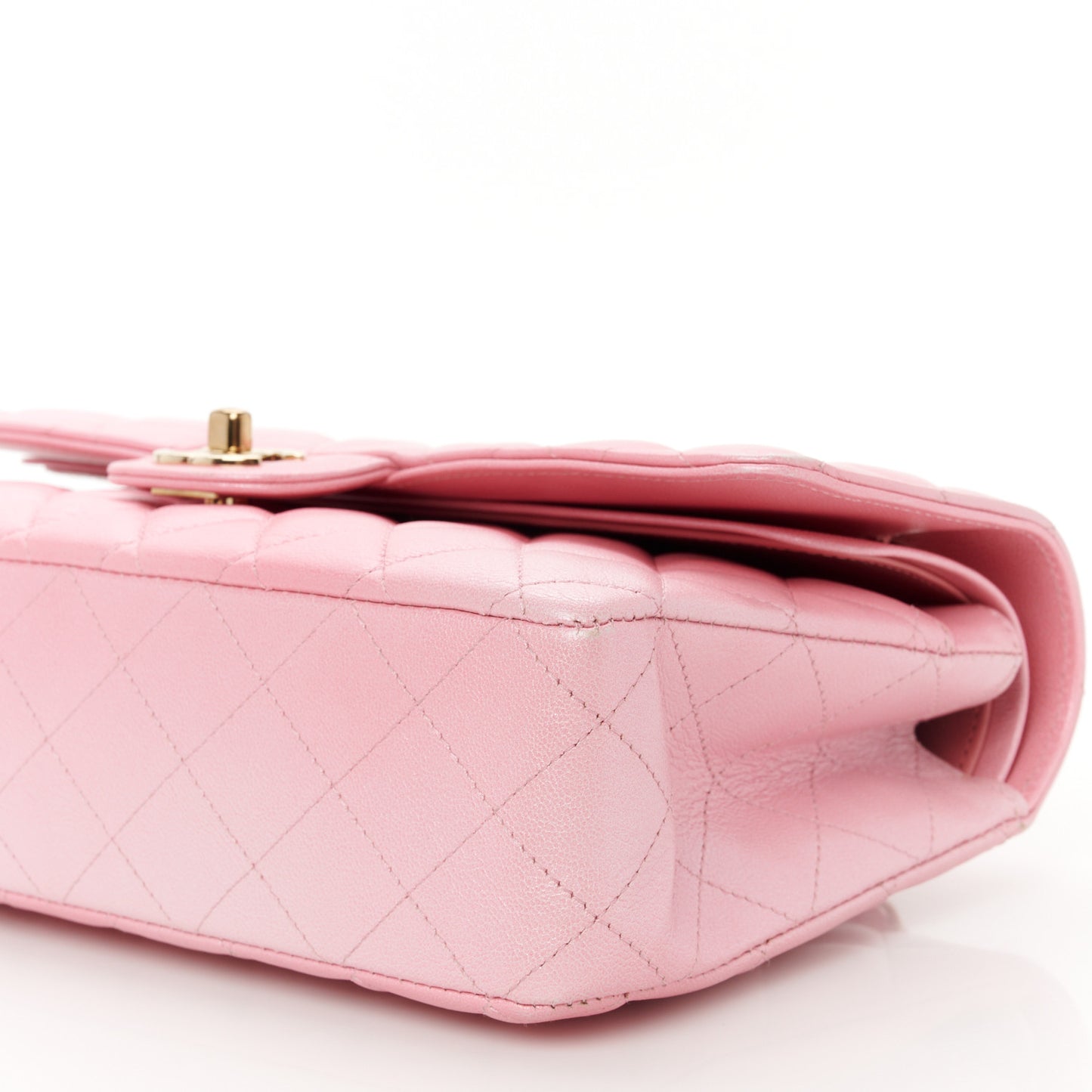 Pearly Lambskin Ombre Quilted Medium Double Flap Pink