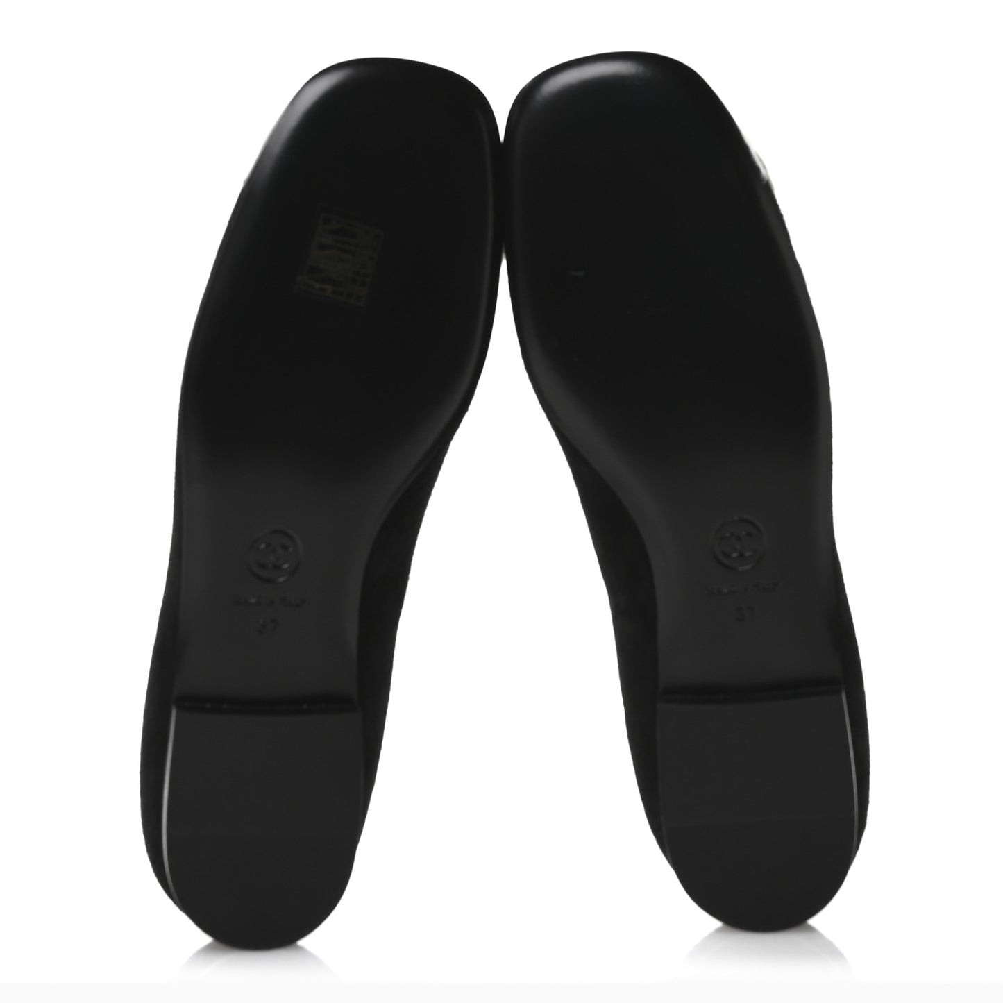 Suede Patent Cap Toe Camellia Ballerina Flats 37 Black White