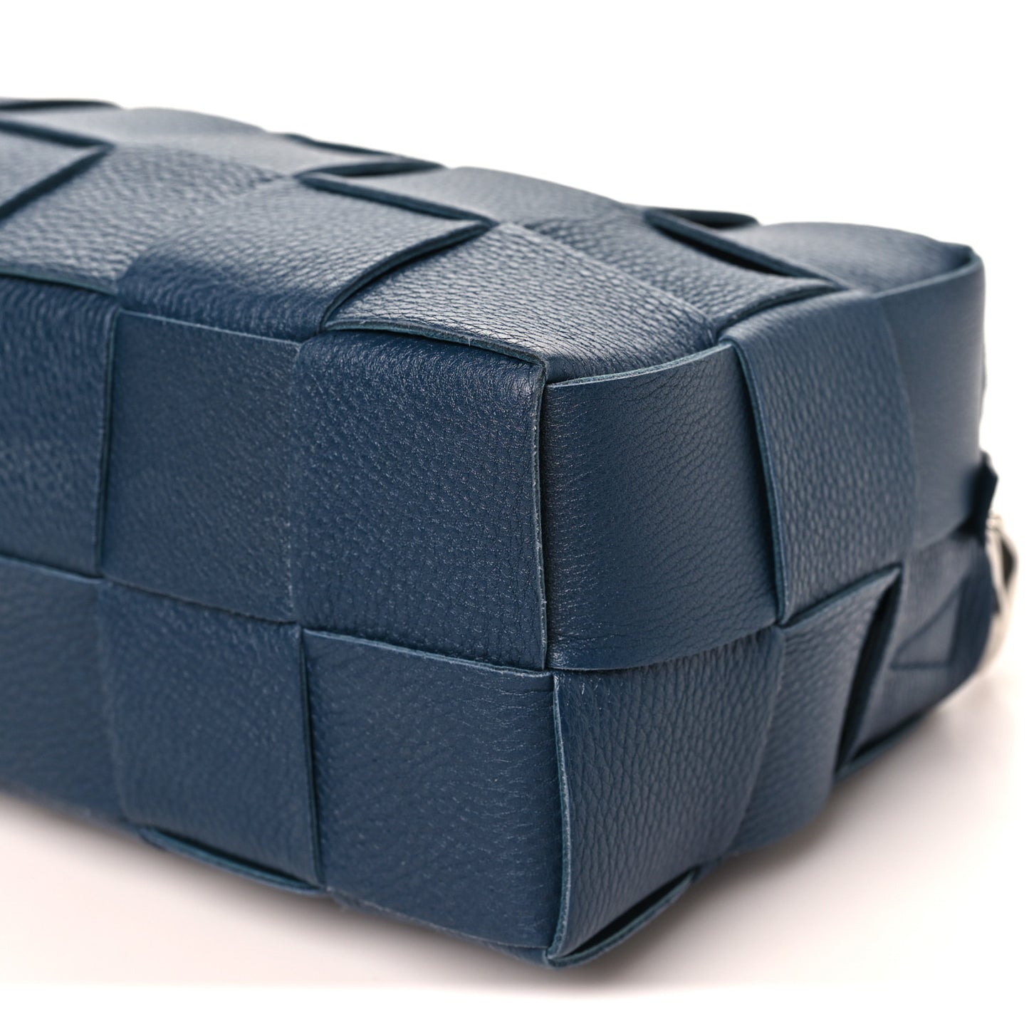 Grained Calfskin Maxi Intrecciato Brick Cassette Bag Deep Blue