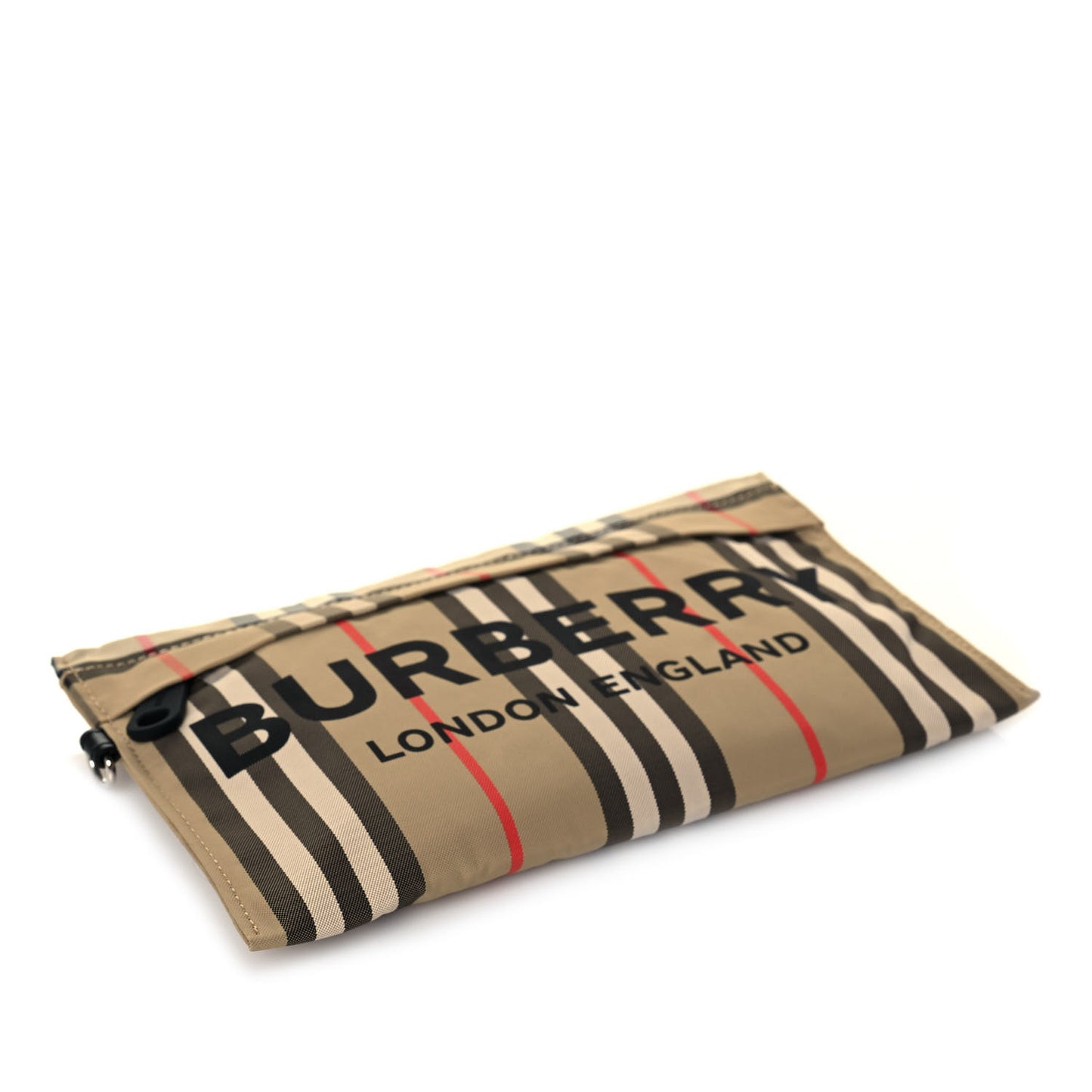 Nylon Vintage Check Print Logo Wristlet Archive Beige