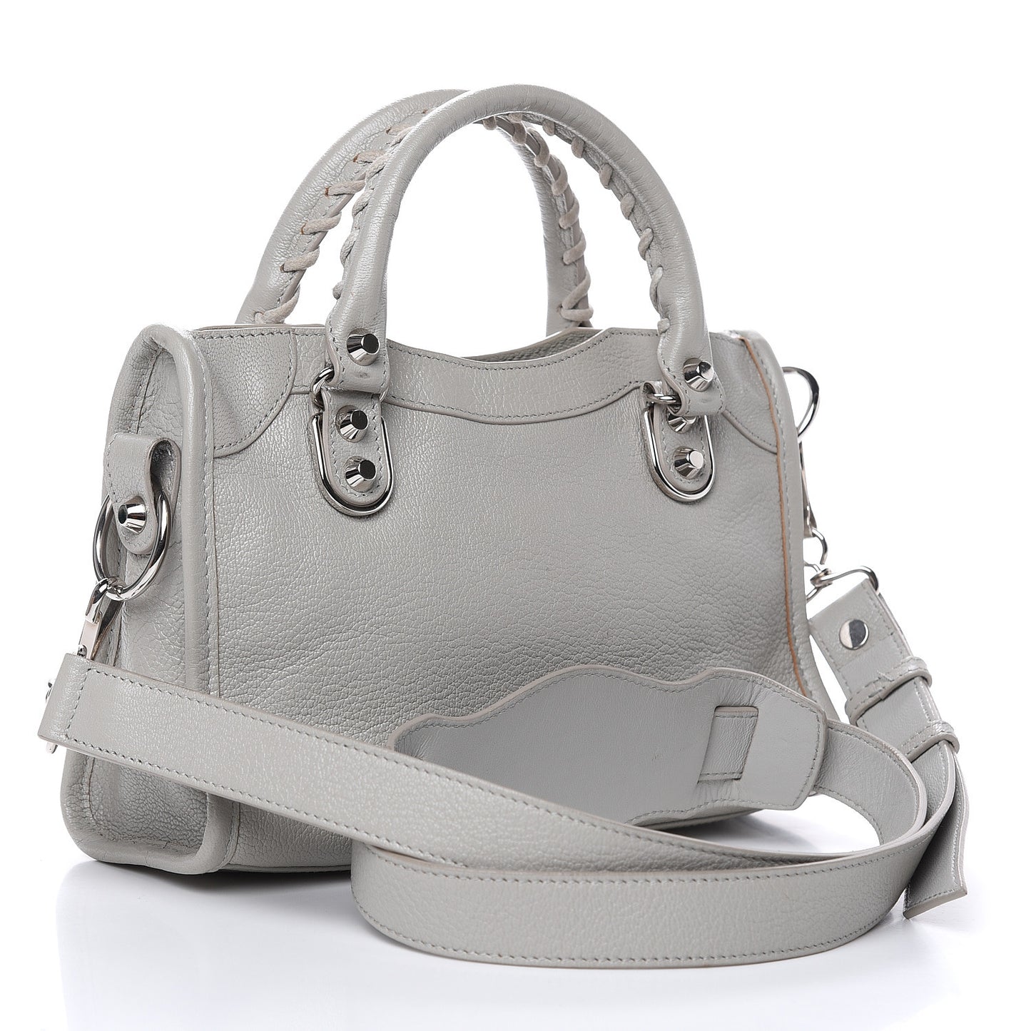 Chevre Silver Metallic Edge Hardware Mini City Gris Glace