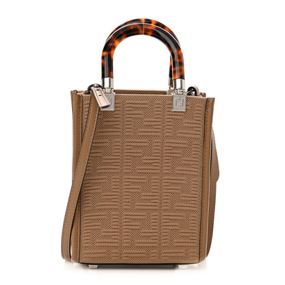 Fendi Technical Fabric Vitello Ceylon Plexiglass FF Mini Fendi Sunshine Shopper Tote Sand 1 of 10