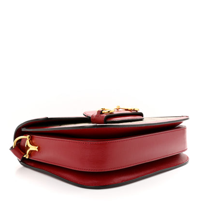 Gucci GG Supreme Monogram Azalea Calfskin Horsebit 1955 Shoulder Bag Beige Ebony New Cherry Red 4 of 11