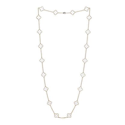 Van Cleef & Arpels 18K Yellow Gold Rock Crystal 20 Motifs Vintage Alhambra Necklace 3 of 5