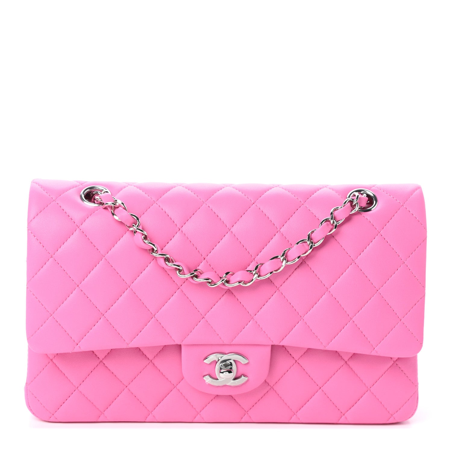 Chanel Lambskin Quilted Medium Double Flap Neon Pink 1 of 9