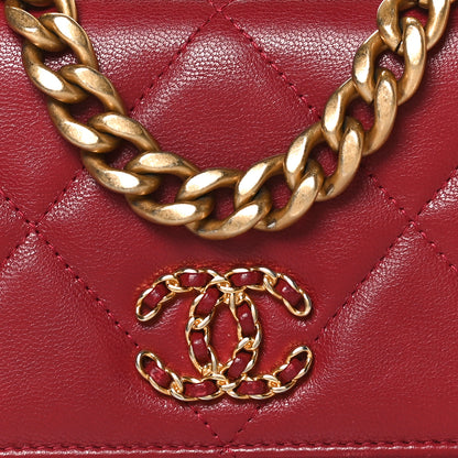 Chanel Goatskin Quilted Chanel 19 Wallet On Chain WOC Red 10 of 12