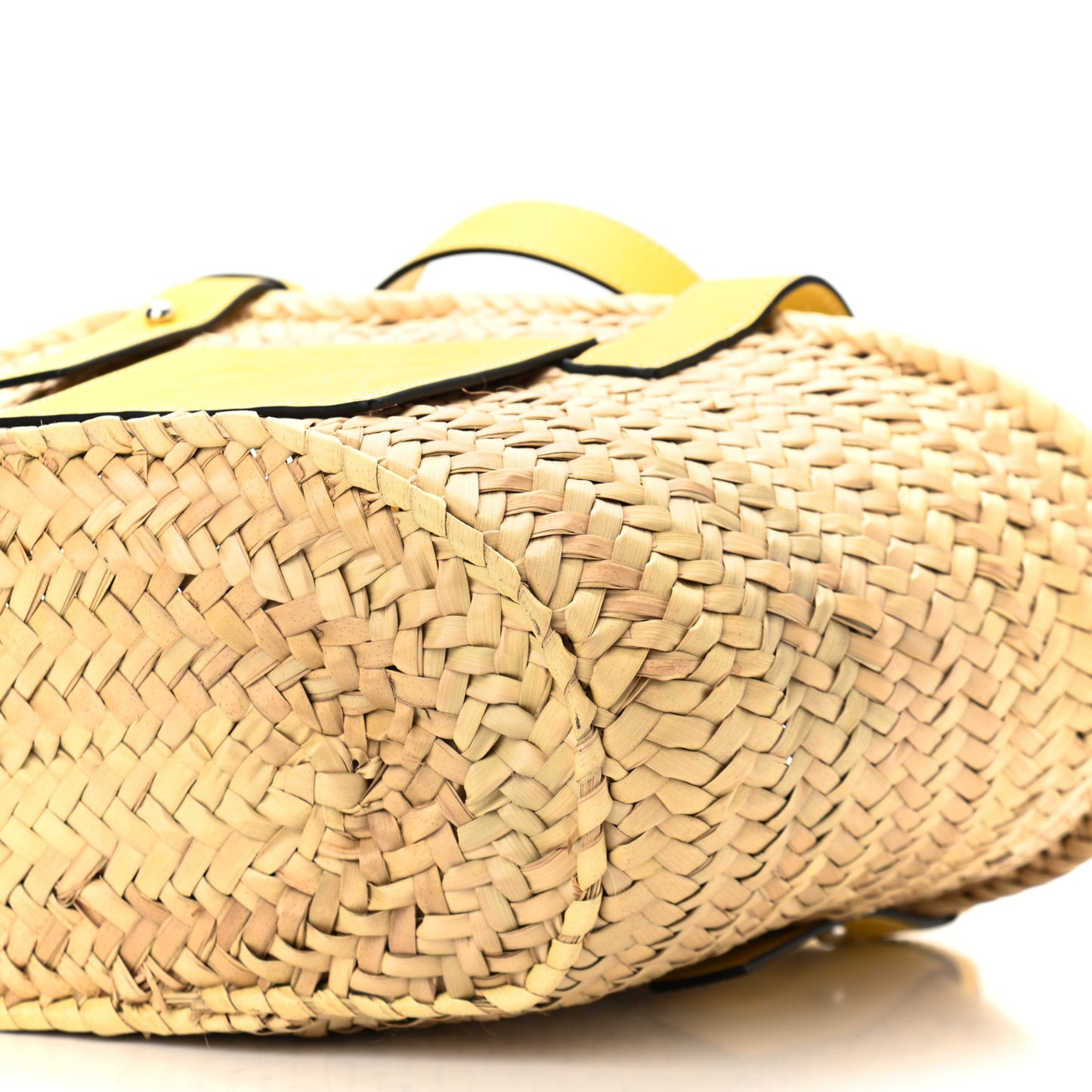 Raffia Small Basket Tote Bag Natural Yellow