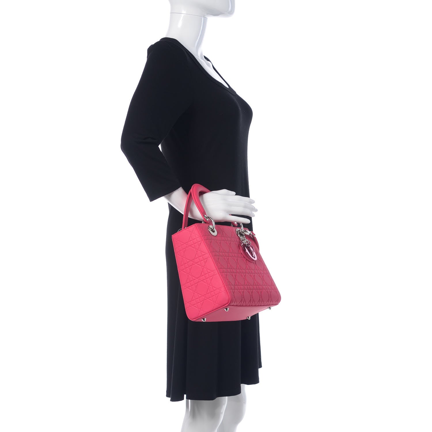Christian Dior Ultra Matte Calfskin Cannage Medium Lady Dior Pink 2 of 15