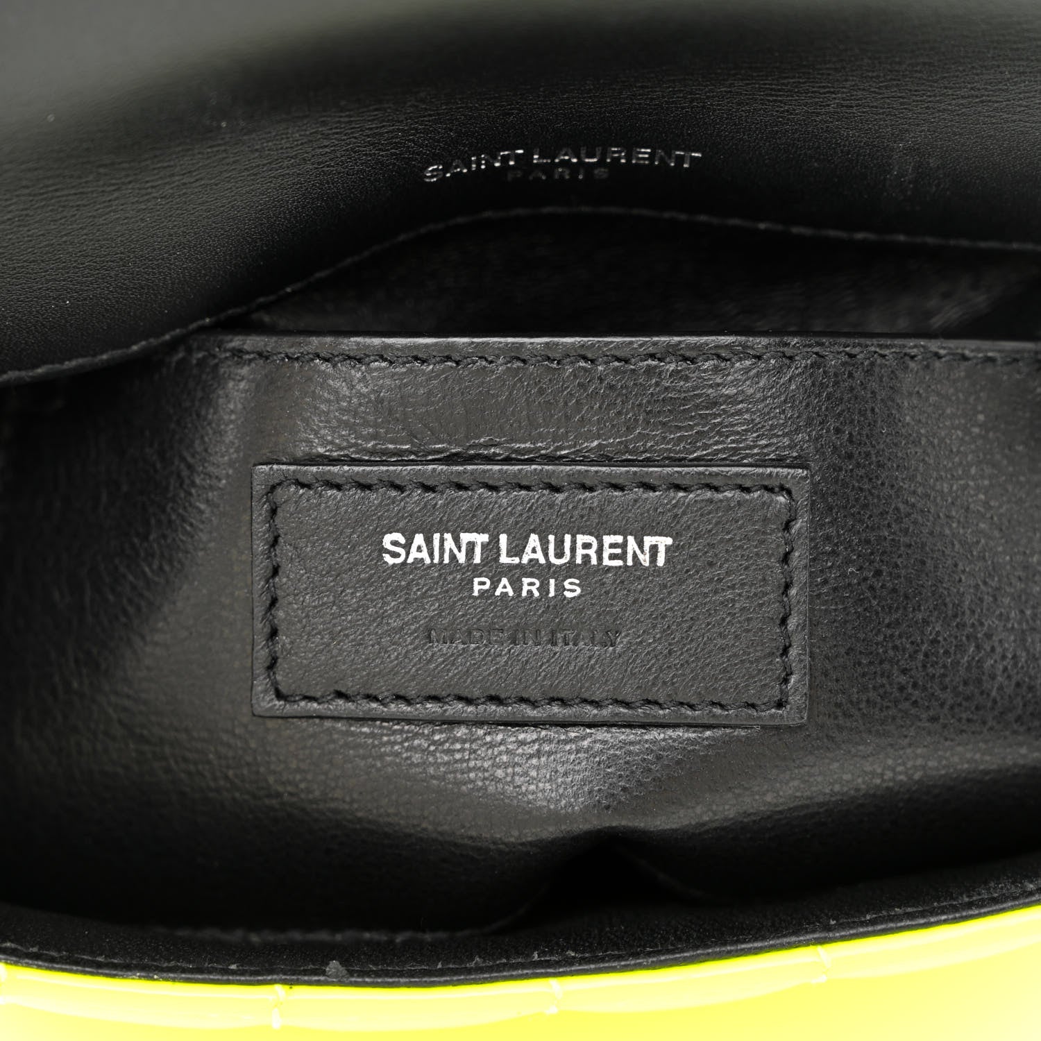 Saint Laurent Patent Matelasse Monogram Small Vicky Chain Bag Neon Yellow 6 of 10