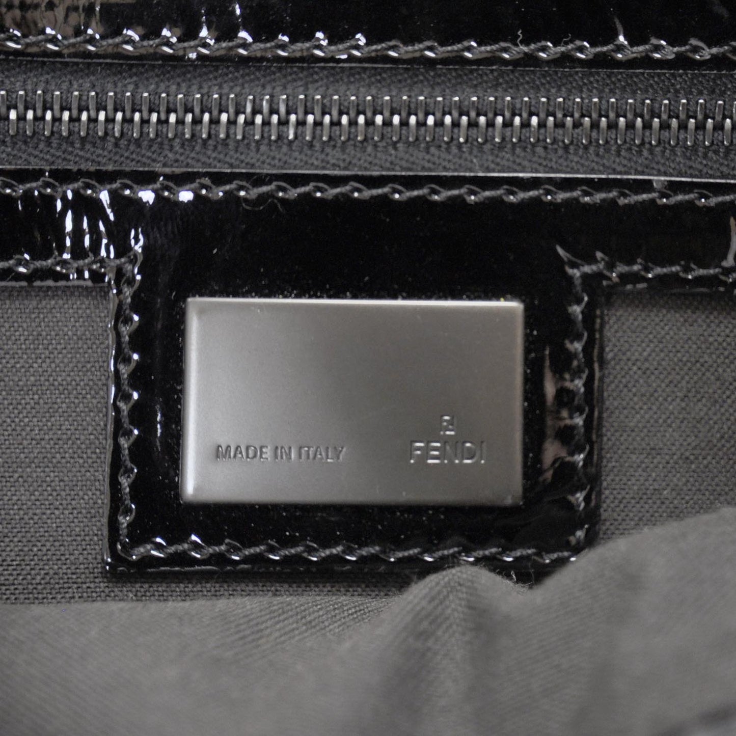 Patent Woven Baguette Natural Black