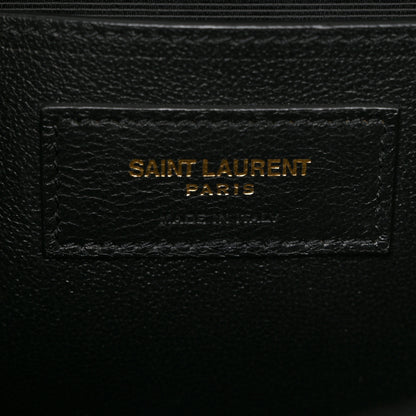 Saint Laurent Grain De Poudre Textured Mixed Matelasse Triquilt Medium Monogram Satchel Black 7 of 11