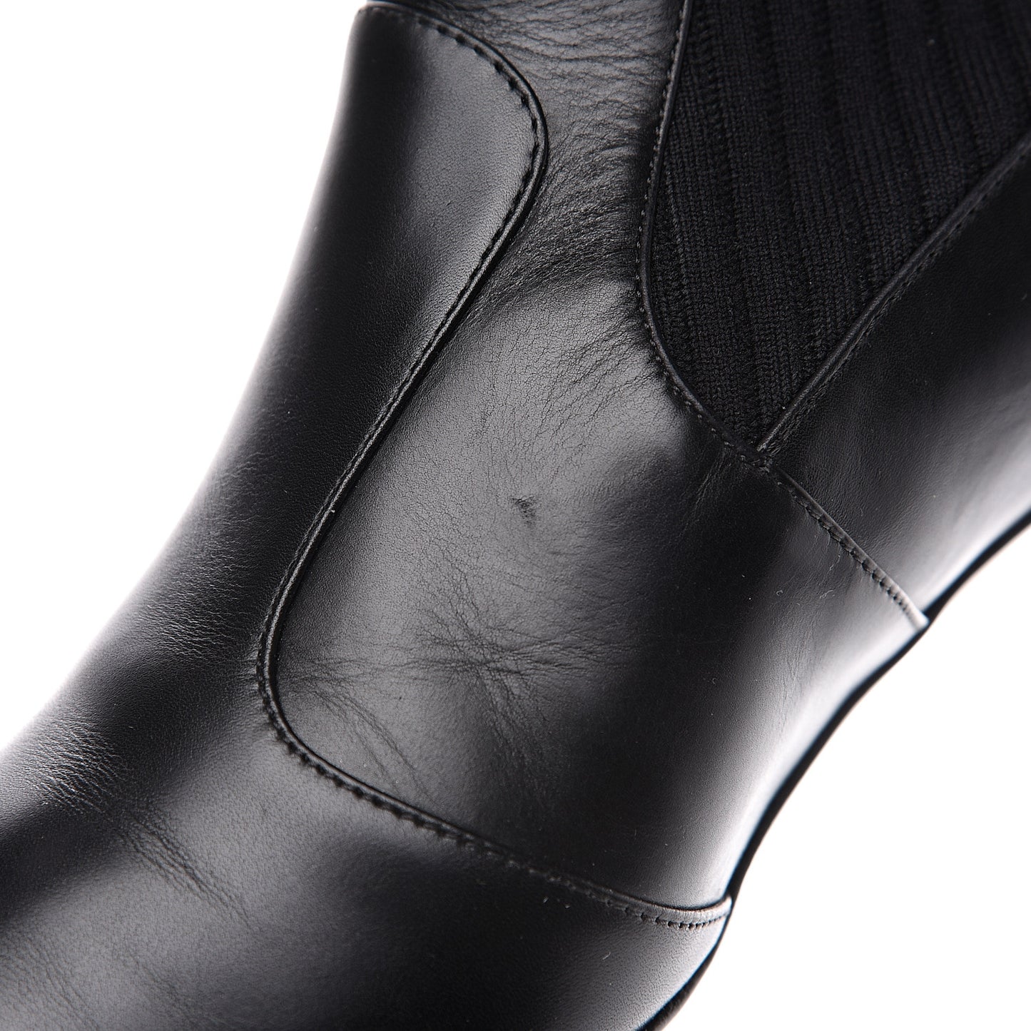 Vitellino Stretch Fabric Logo Rockoko Low Heel Sock Boots 40.5 Black White