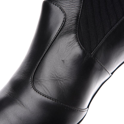 Fendi Vitellino Stretch Fabric Logo Rockoko Low Heel Sock Boots 40.5 Black White 8 of 8