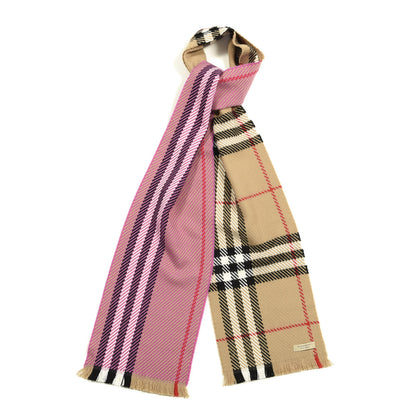 Burberry Wool Giant Check Scarf Camel Pink 1 of 4