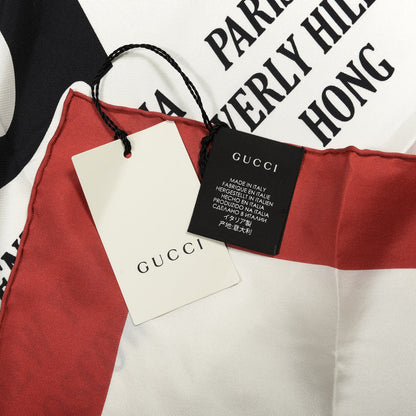Gucci Silk Gucci World Square Scarf Ivory Red 2 of 3