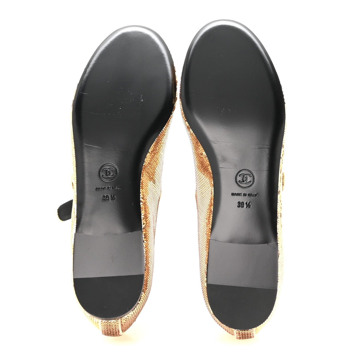 Chanel Sequin Mary Jane Flats 39.5 Golden 6 of 9