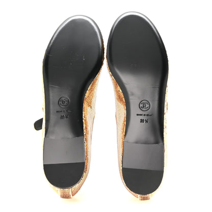 Chanel Sequin Mary Jane Flats 39.5 Golden 6 of 9