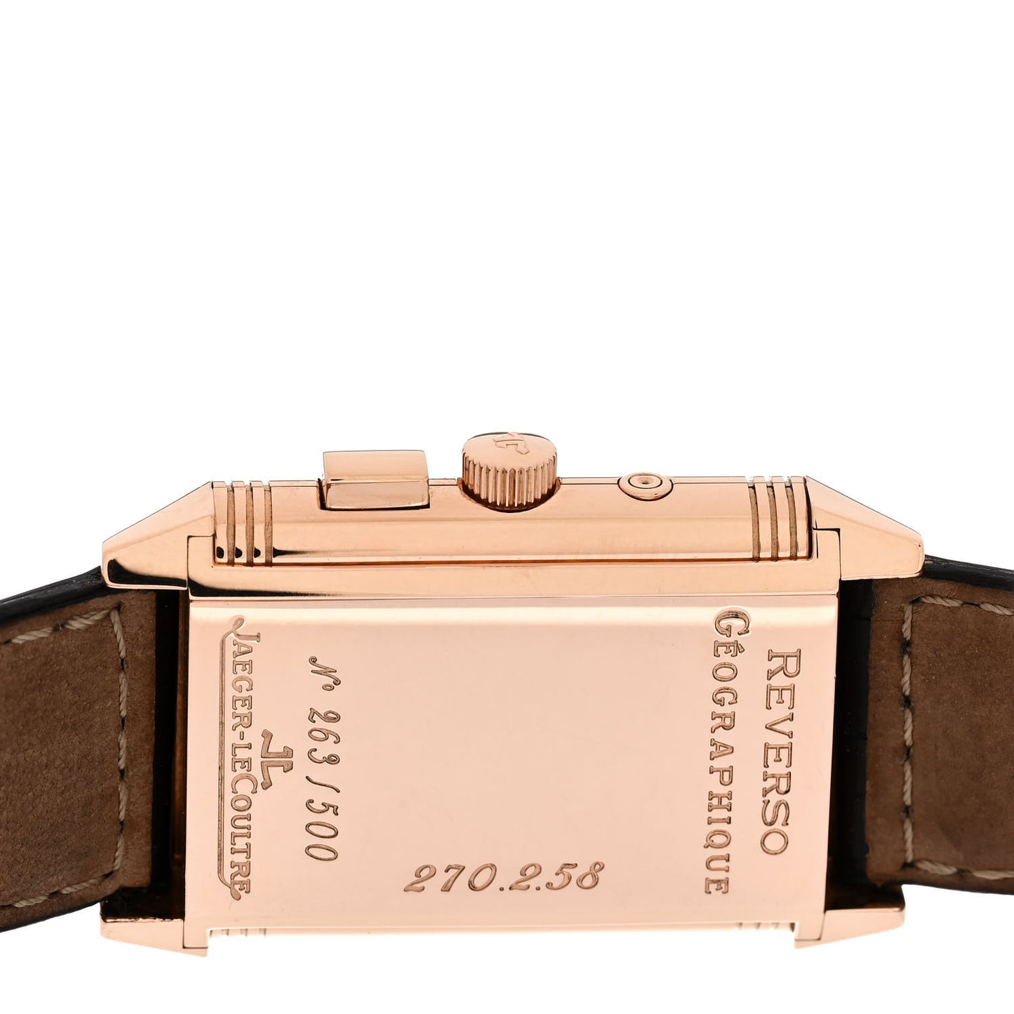 18K Rose Gold Alligator 26mm Reverso Geographic Manual Winding Watch 270.2.58