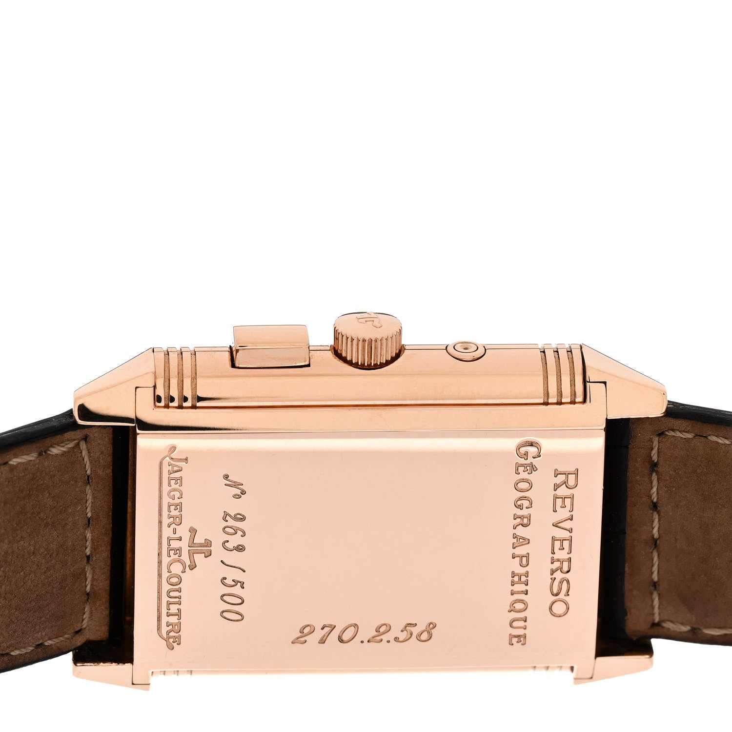 Jaeger-LeCoultre 18K Rose Gold Alligator 26mm Reverso Geographic Manual Winding Watch 270.2.58 5 of 5
