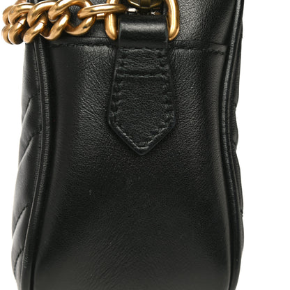 Gucci Calfskin Matelasse Small GG Marmont Chain Shoulder Bag Black 16 of 22