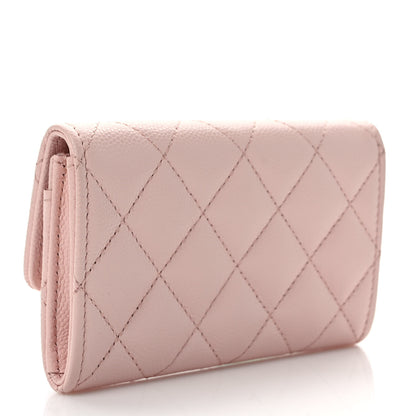 Chanel Shiny Caviar Enamel Quilted CC Flap Card Holder Light Pink 3 of 8