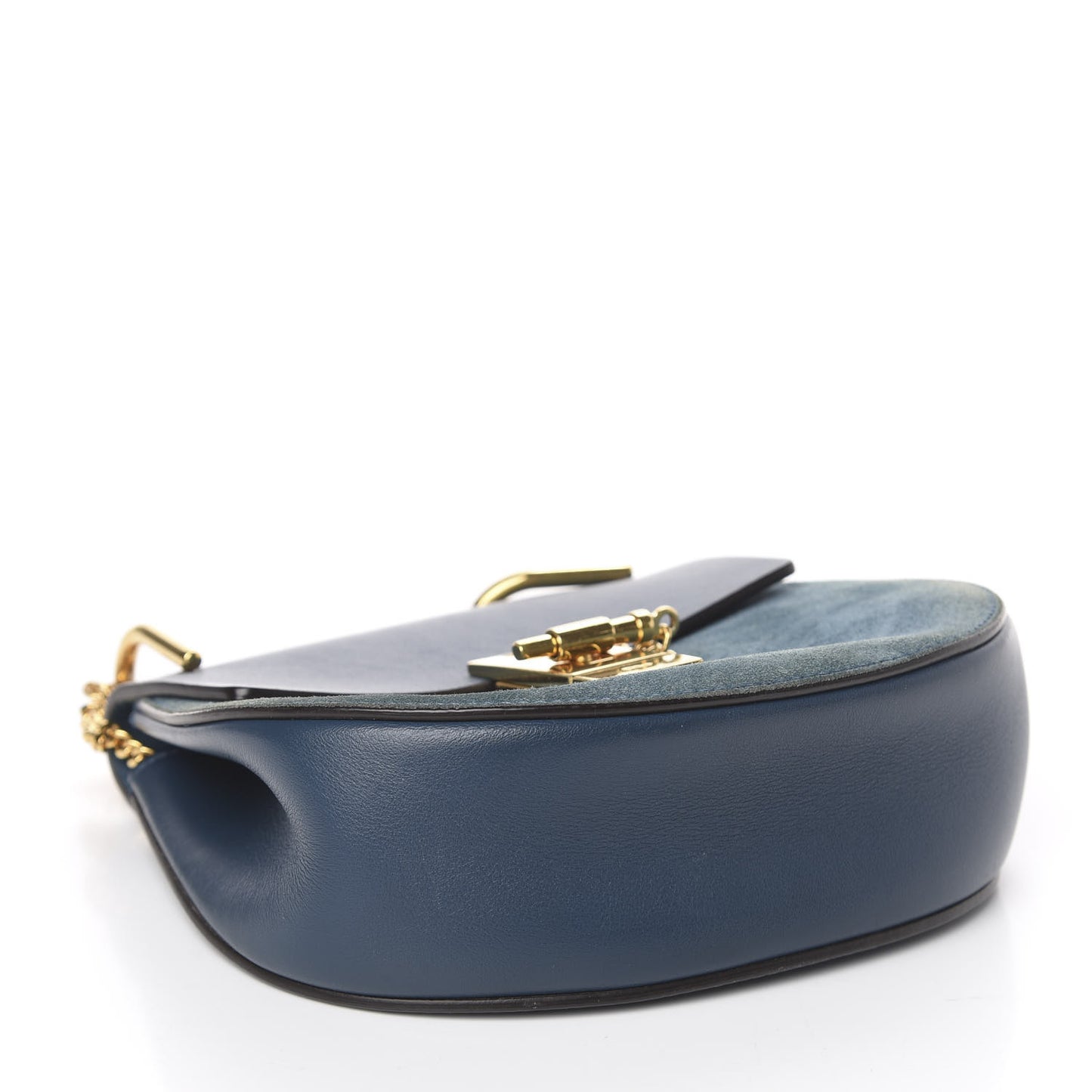 Suede Smooth Calfskin Mini Drew Shoulder Bag Majolica Blue