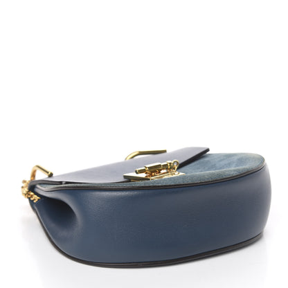 Chloe Suede Smooth Calfskin Mini Drew Shoulder Bag Majolica Blue 4 of 12