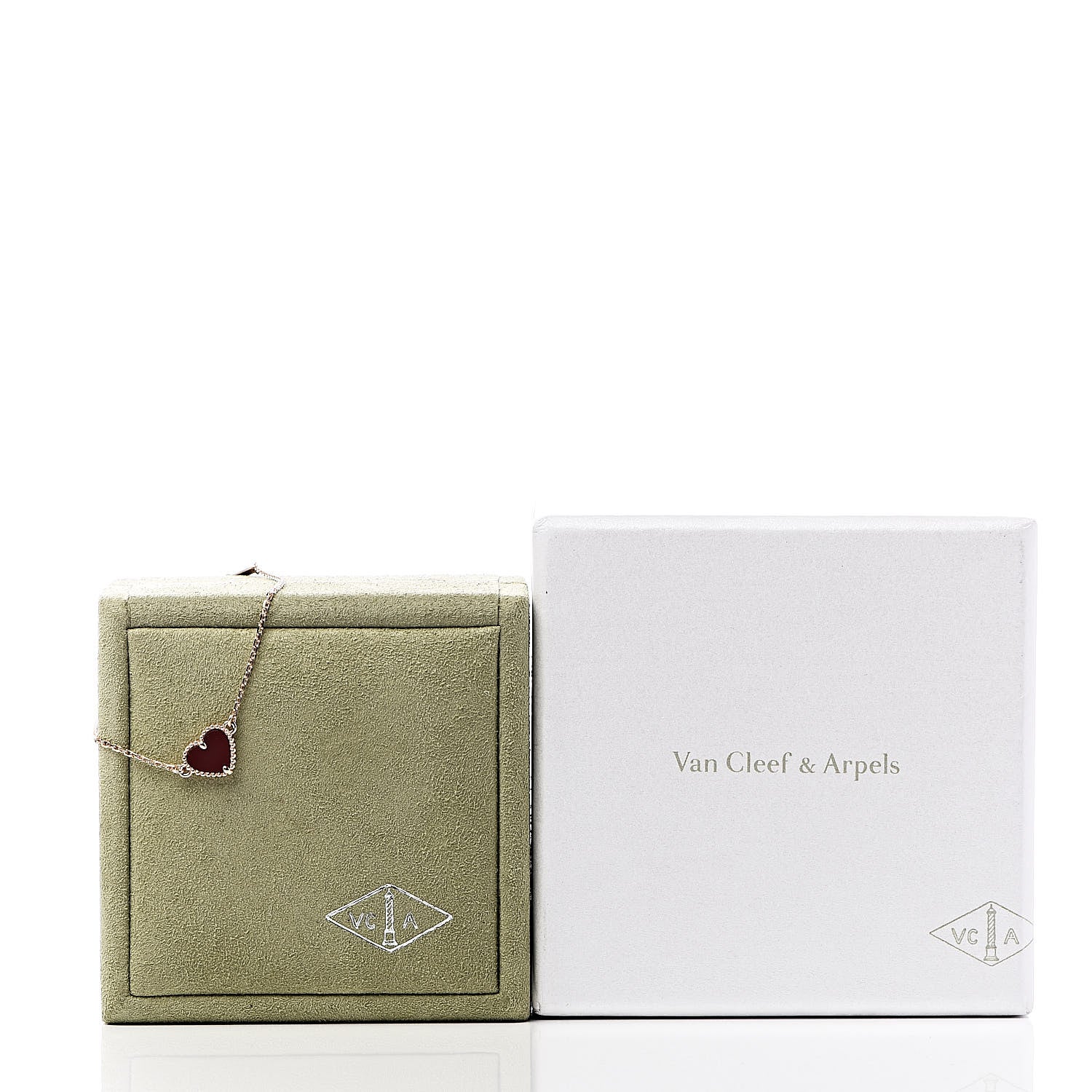 Van Cleef & Arpels 18K Rose Gold Carnelian Sweet Alhambra Heart Bracelet 7 of 7