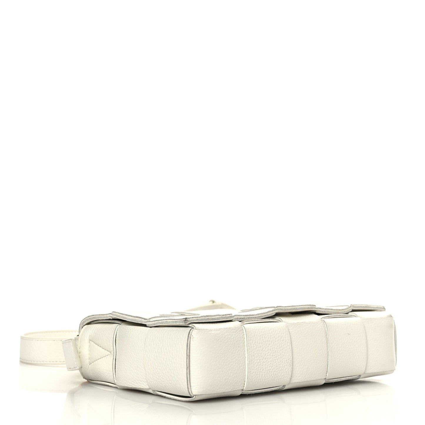Grained Calfskin Maxi Intrecciato Cassette Crossbody Bag White