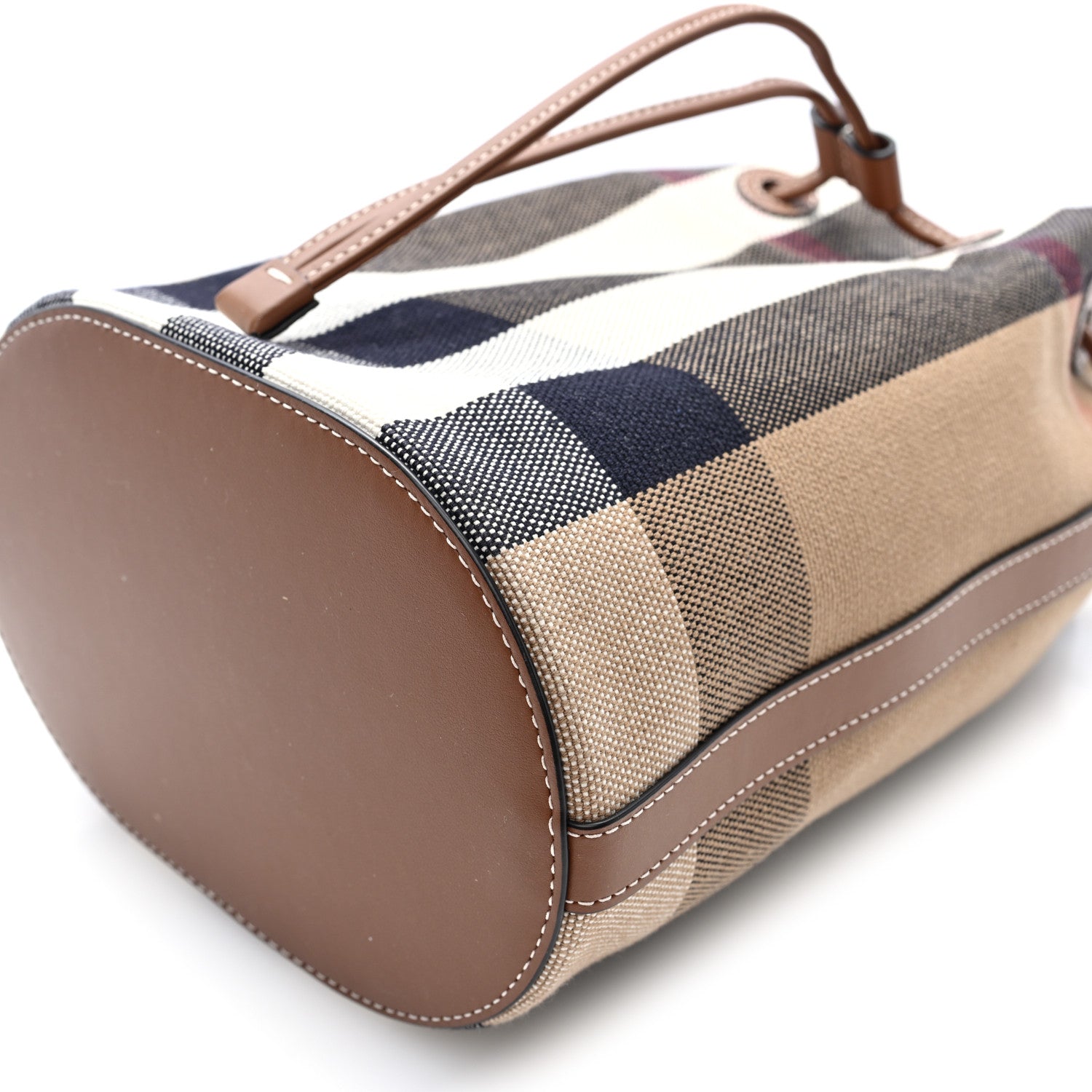 Burberry Giant Check Canvas Small Bucket Bag Taupe Brown 9 of 9