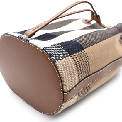 Burberry Giant Check Canvas Small Bucket Bag Taupe Brown 9 of 9