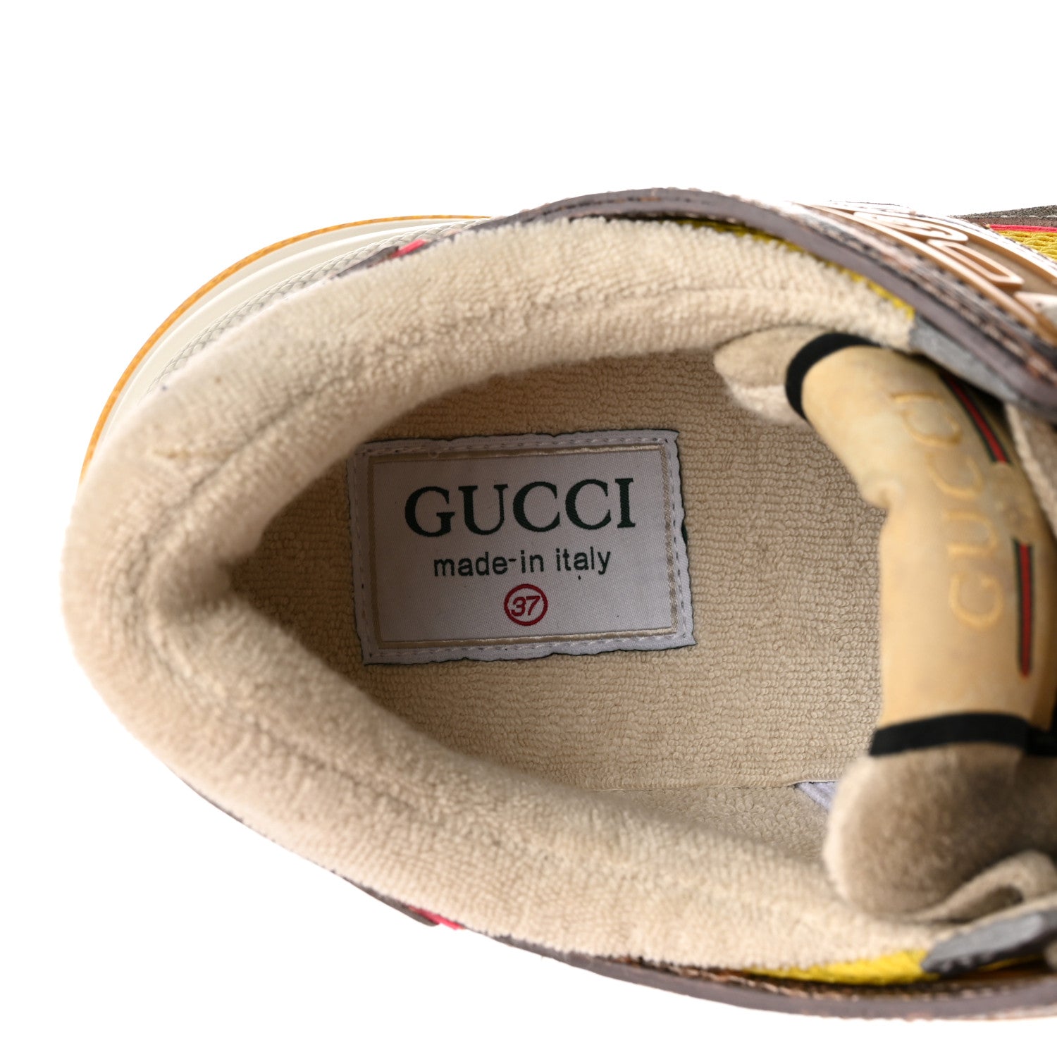 Gucci Suede Calfskin Tejus Printed Womens Ultrapace Sneakers 37 Pink Silver Oatmeal Yolk 7 of 14